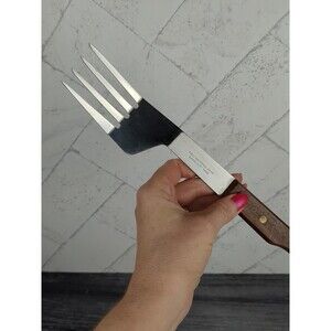 VTG Serving Meat Carving Fork Wood Handle First Natl Bank David City Nebraska